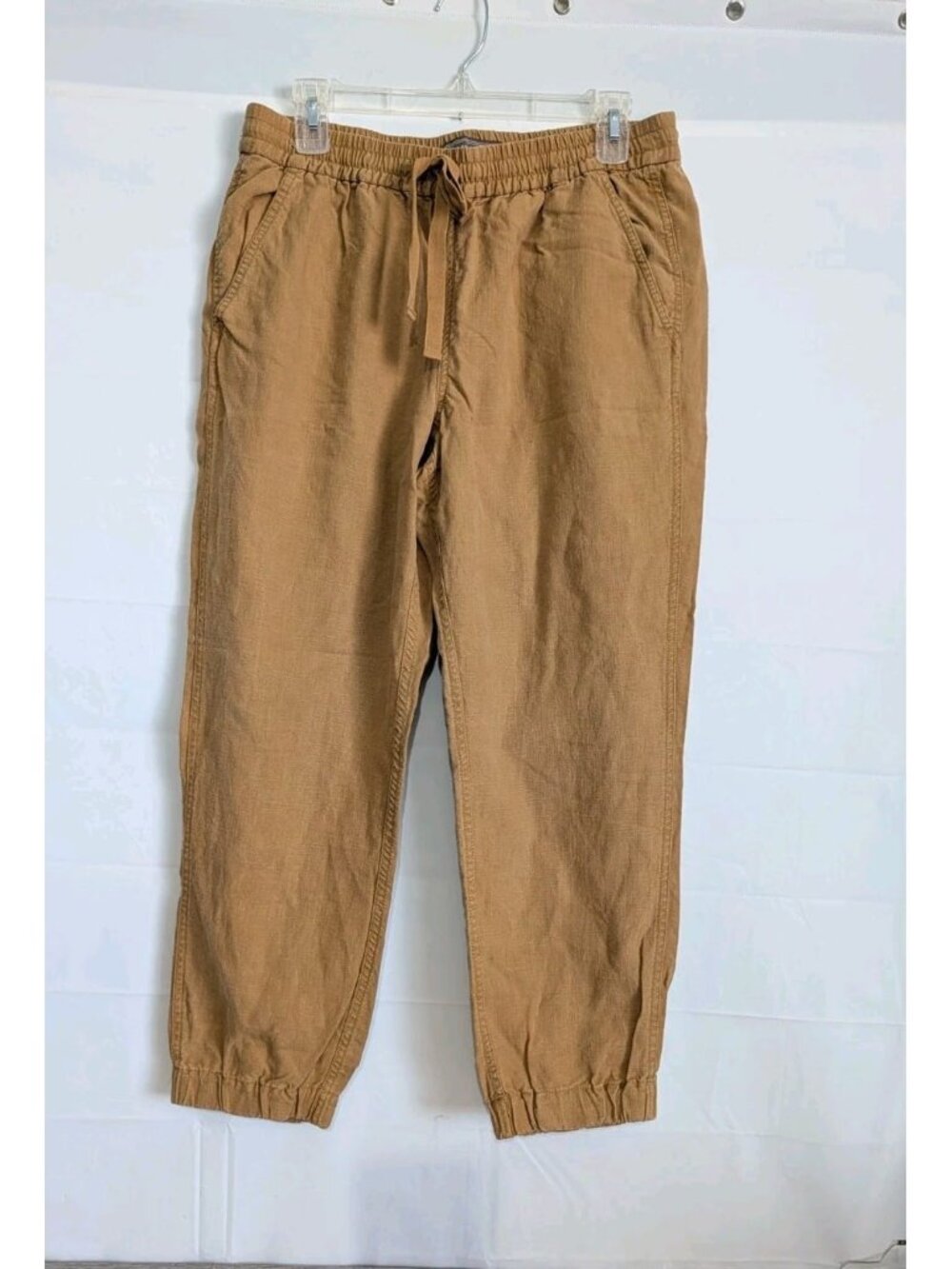 J. Crew Point Sur Linen 55% Jogger Pants Women Sz 6( True 8) Brown 31"X24" Beach